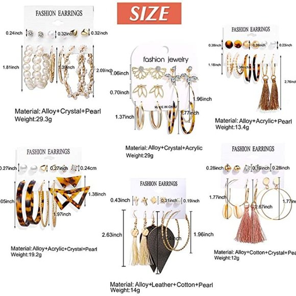 36 Pairs Fashion Earrings Set - Picture 9 of 14